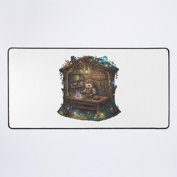 Item preview, Hedgehog's Broomhaven | Magical Broom Maker | Cozy Witch Cottage | Fantasy Hedgehog Sticker designed and sold by MrDev.