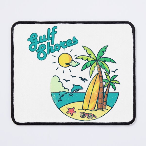 Item preview, Gulf Shores Retro Beach Scene with Palm Trees & Dolphins designed and sold by DonnaRaine.