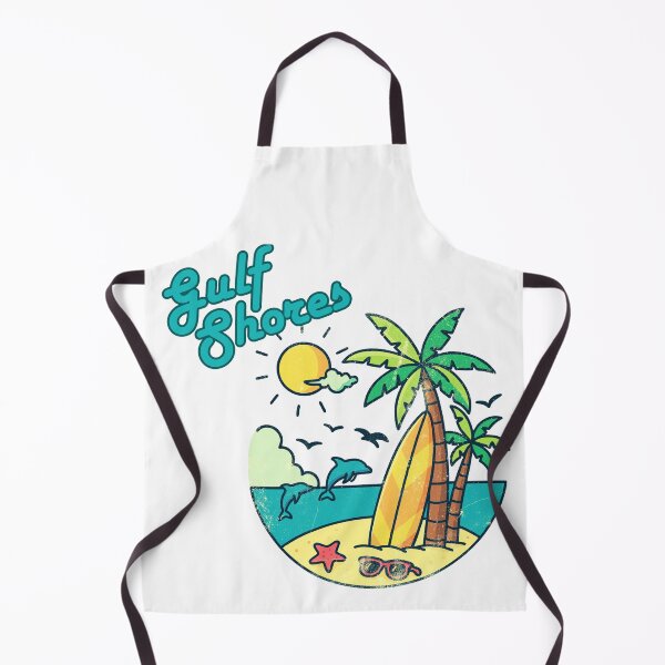 Item preview, Gulf Shores Retro Beach Scene with Palm Trees & Dolphins designed and sold by DonnaRaine.