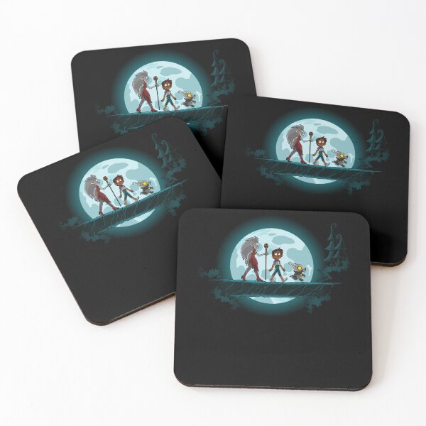 Item preview, Cartoon Friends Walking Across Log Under Big Full Moon designed and sold by SmileyMagic.
