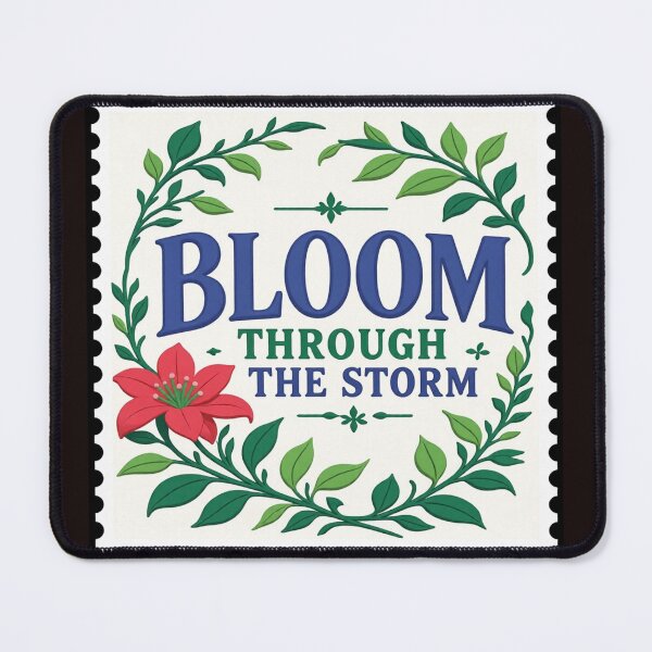 Item preview, Bloom Through The Storm floral typographic colorful stamp design designed and sold by SmashingDeals.