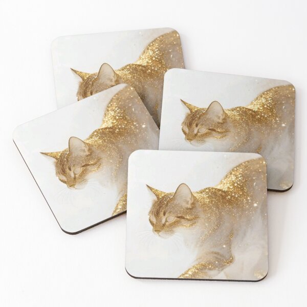 Item preview, Golden Glitter Cat | Elegant Sparkling Feline Fantasy Aesthetic designed and sold by Jesus-istheway.
