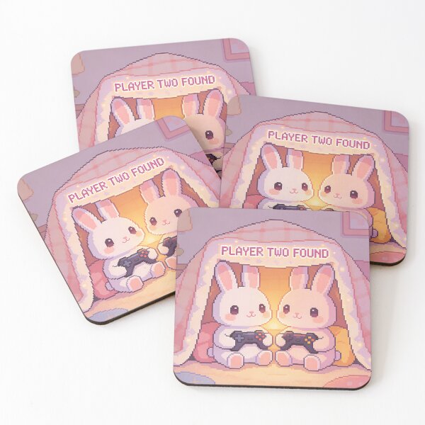 Item preview, Player Two Found - Cute Cozy Gamer Bunny Couple Pixel Art designed and sold by PotionPixelArt.