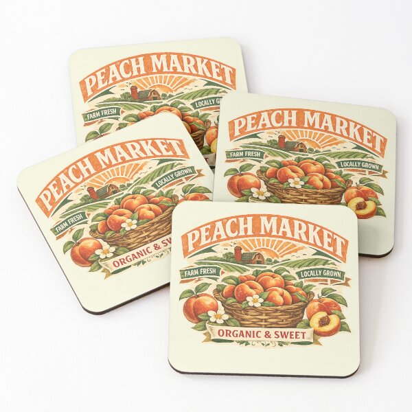 Item preview, Vintage Peach Market Farm Fresh Illustration designed and sold by NinaVibeStudio.