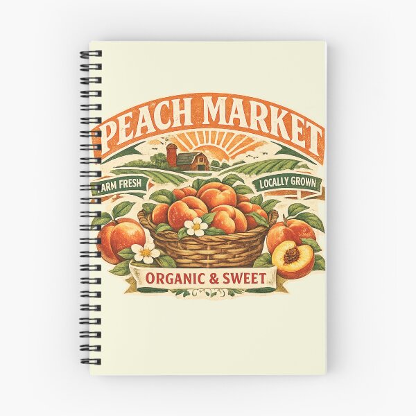 Item preview, Vintage Peach Market Farm Fresh Illustration designed and sold by NinaVibeStudio.