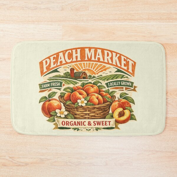 Item preview, Vintage Peach Market Farm Fresh Illustration designed and sold by NinaVibeStudio.