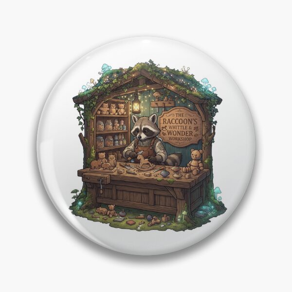 Item preview, The Raccoon's Whittle & Wonder Workshop | Woodland Woodcarver | Cozy Toy Maker | Fantasy Raccoon Sticker designed and sold by MrDev.