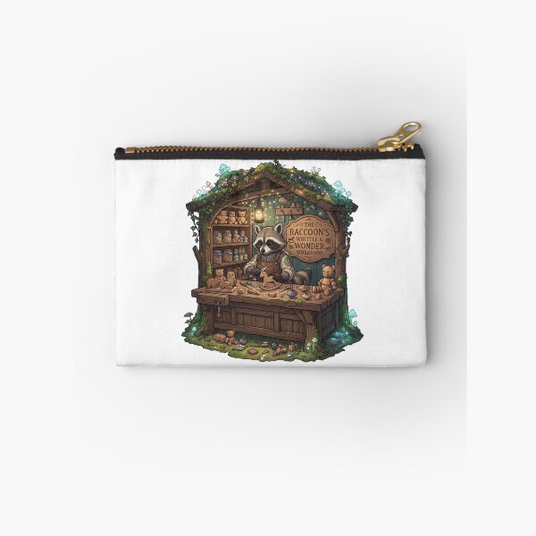 Item preview, The Raccoon's Whittle & Wonder Workshop | Woodland Woodcarver | Cozy Toy Maker | Fantasy Raccoon Sticker designed and sold by MrDev.