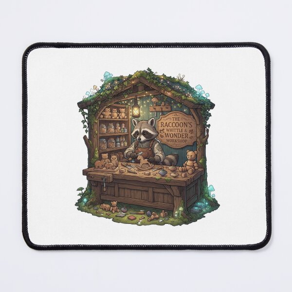 Item preview, The Raccoon's Whittle & Wonder Workshop | Woodland Woodcarver | Cozy Toy Maker | Fantasy Raccoon Sticker designed and sold by MrDev.