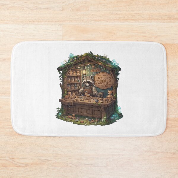 Item preview, The Raccoon's Whittle & Wonder Workshop | Woodland Woodcarver | Cozy Toy Maker | Fantasy Raccoon Sticker designed and sold by MrDev.