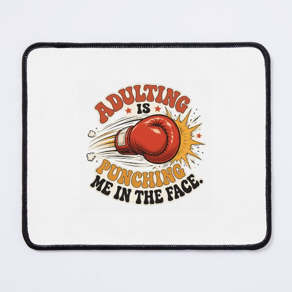 Item preview, Adulting Is Punching Me Funny Single Sticker - Retro Red Boxing Glove Sarcastic Quote Decal designed and sold by SlapHappyArt.