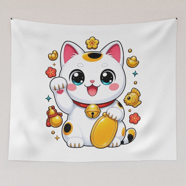 Item preview, Cute Lucky Cat – Japanese Maneki Neko Kawaii Kitty Art designed and sold by lematworks.