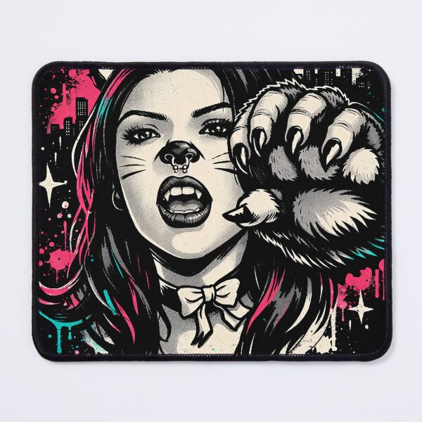 Item preview, Cute Cat Girl Graffiti Street Art | Colorful Urban Wall Mural Design designed and sold by LemosINKstudio.