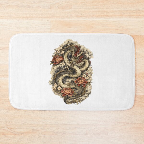 Item preview, Japanese Dragon Among Peonies | Traditional Oriental Dragon Art | Vintage Ukiyo-e Style Fantasy Illustration designed and sold by MrDev.