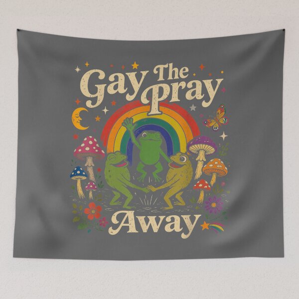 Item preview, Gay The Pray Away Rainbow Funny Meme Frogs LGBT Pride LGBTQ designed and sold by KristineLi.