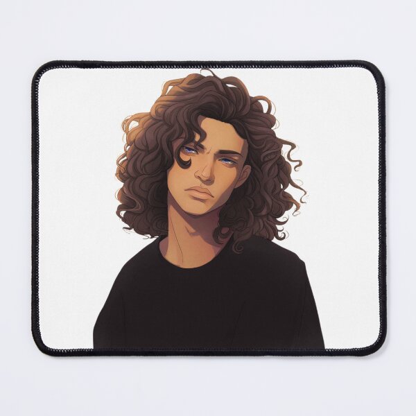 Item preview, Thoughtful curly-haired portrait with calm expression and warm lighting. designed and sold by CocoLama.