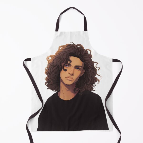 Item preview, Thoughtful curly-haired portrait with calm expression and warm lighting. designed and sold by CocoLama.