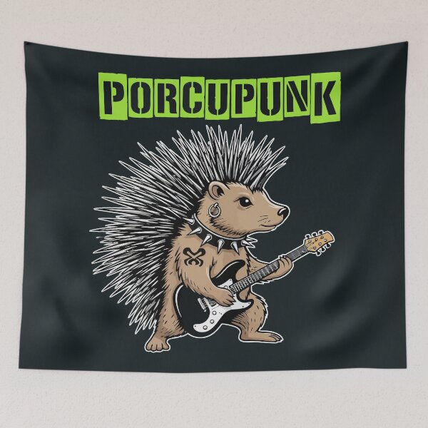 Item preview, Porcupunk Porcupine Punk Rock Guitarist with Tattoo designed and sold by Amir Faysal.