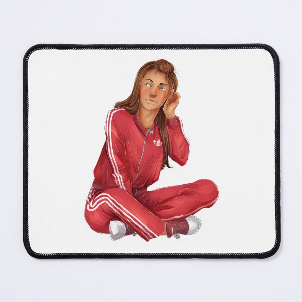 Item preview, Girl in red tracksuit sitting casually with relaxed modern style. designed and sold by CocoLama.