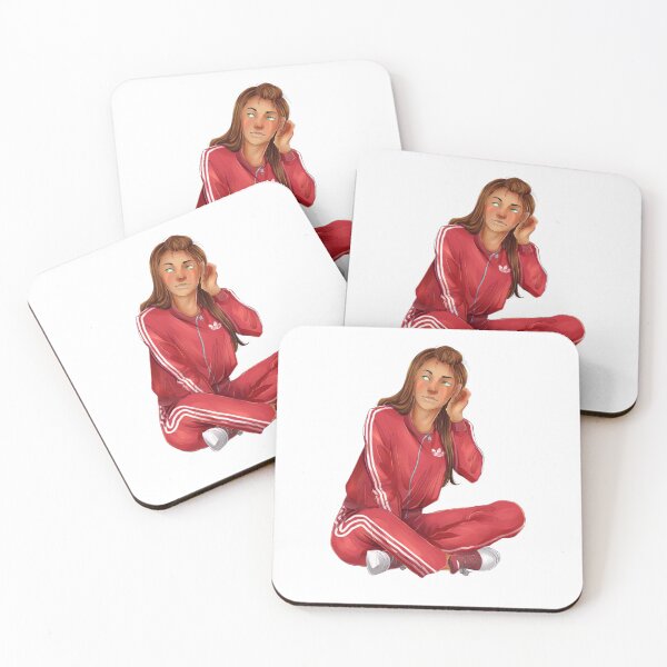 Item preview, Girl in red tracksuit sitting casually with relaxed modern style. designed and sold by CocoLama.