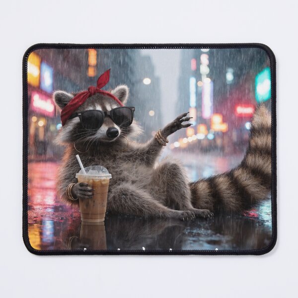 Item preview, Somebody's Feral Aunt Retro Raccoon Drinking Iced Coffee designed and sold by CF_VintageDesign.