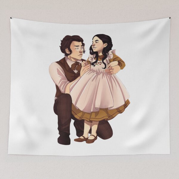Item preview, Father kneeling beside daughter, sharing gentle affectionate storybook moment. designed and sold by CocoLama.