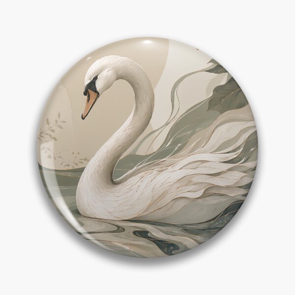 Item preview, Organic Quiet Luxury Swan, Elegant Botanical Art in Sage Green & Ivory designed and sold by ms_illustration.