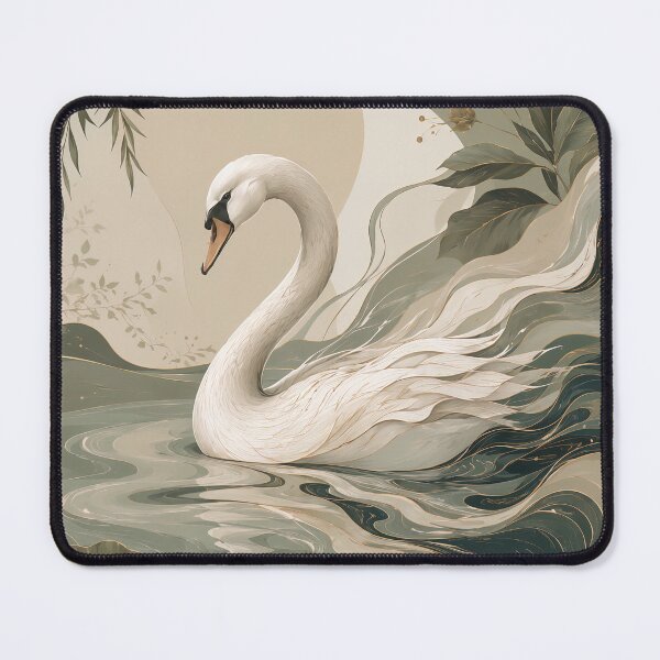 Item preview, Organic Quiet Luxury Swan, Elegant Botanical Art in Sage Green & Ivory designed and sold by ms_illustration.