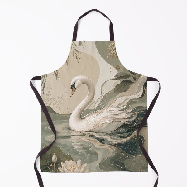 Item preview, Organic Quiet Luxury Swan, Elegant Botanical Art in Sage Green & Ivory designed and sold by ms_illustration.
