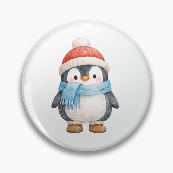 Item preview, Cute Watercolor Penguin in Winter Scarf and Hat designed and sold by ajamzbox.