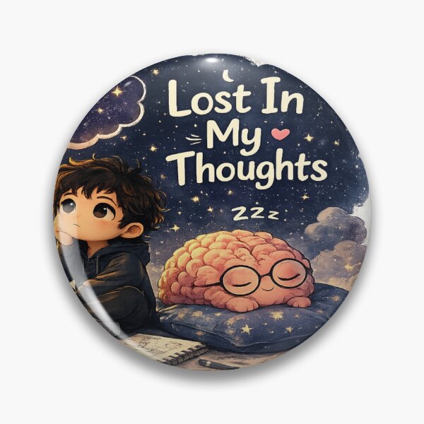 Item preview, Lost In My Thoughts | Cute Dreamer Brain Sticker designed and sold by Genzfirevibes.
