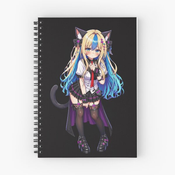 Item preview, Kawaii Gothic Neko Girl – Blonde Blue Hair Cat Girl designed and sold by Revyra.