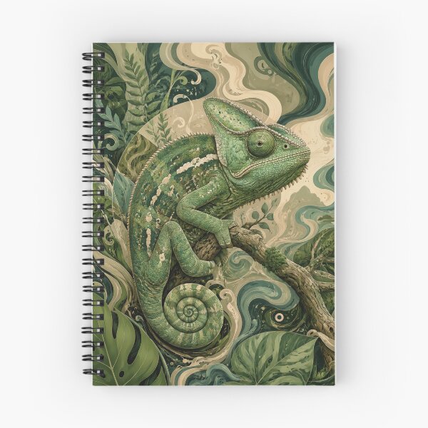 Item preview, Organic Quiet Luxury Chameleon, Elegant Botanical Jungle Illustration in Emerald Green designed and sold by ms_illustration.