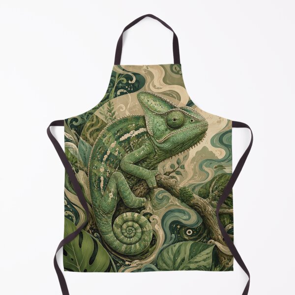 Item preview, Organic Quiet Luxury Chameleon, Elegant Botanical Jungle Illustration in Emerald Green designed and sold by ms_illustration.