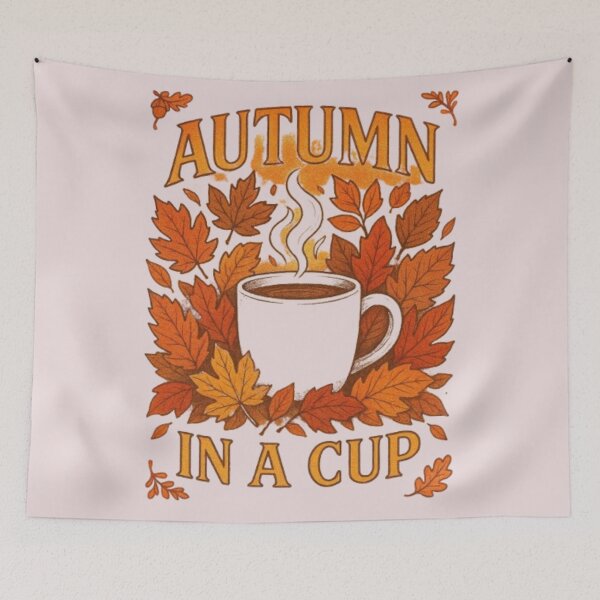 Item preview, Autumn In A Cup Cozy Fall Hot Drink Leaves Seasonal Tshirt designed and sold by HopeAndHustle.