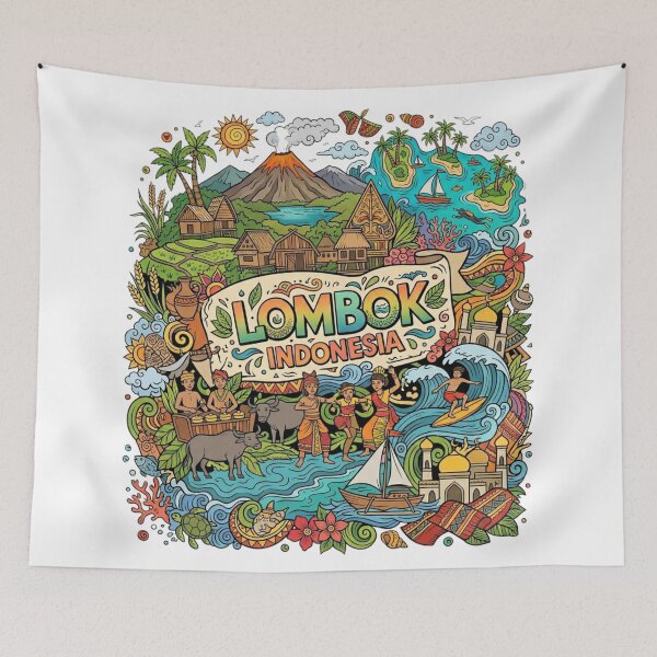 Item preview, Wonderful Lombok Indonesia Travel Souvenir Heritage Colorful Cultural Doodle designed and sold by arisukma11.