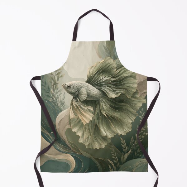Item preview, Organic Quiet Luxury Betta Fish, Elegant Botanical Aquarium Illustration in Sage Green designed and sold by ms_illustration.