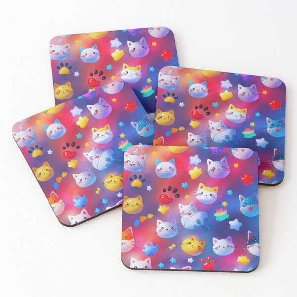 Item preview, Cute Kawaii Cat Pattern – Colorful Cartoon Cats & Paw Prints for T-Shirts, Phone Cases & Home Decor designed and sold by IMuDesigner.