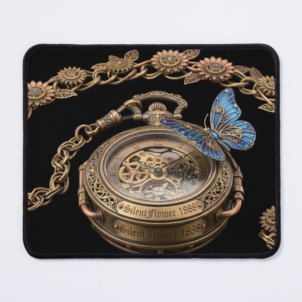 Item preview, Steampunk Pocket Watch with Sunflower Chain and Blue Butterfly designed and sold by SilentFlower.