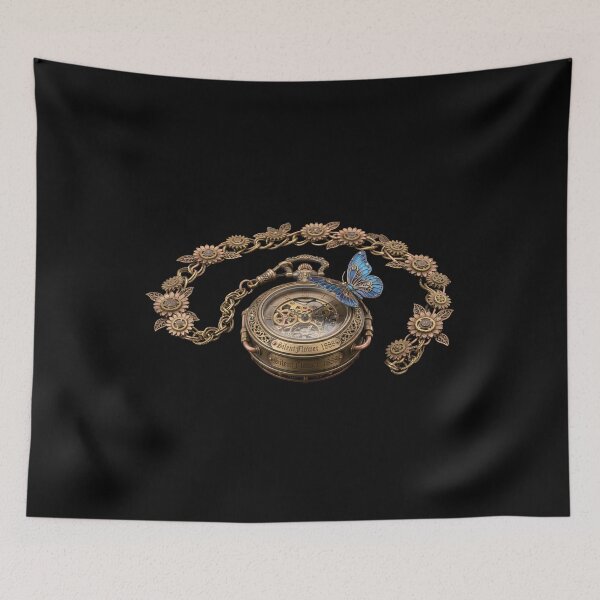 Item preview, ​Steampunk Pocket Watch with Sunflower Chain and Blue Butterfly designed and sold by SilentFlower.