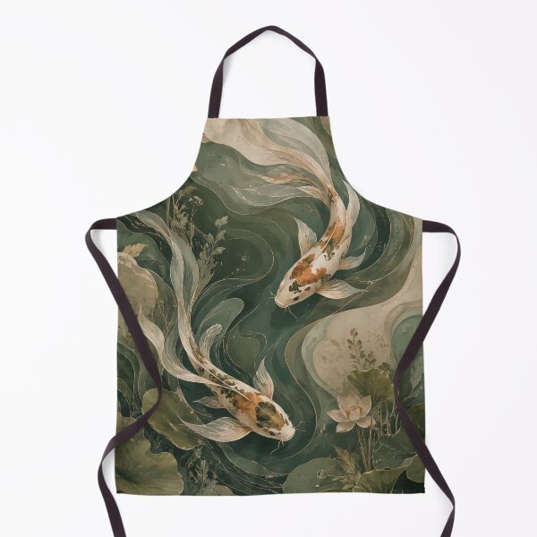 Item preview, Organic Quiet Luxury Koi Fish, Elegant Botanical Pond Illustration with Lotus Flowers designed and sold by ms_illustration.