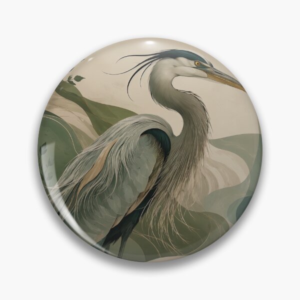 Item preview, Organic Quiet Luxury Heron, Elegant Botanical Wetland Bird Illustration in Sage Green designed and sold by ms_illustration.