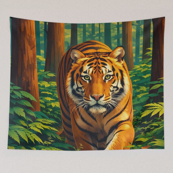 Item preview, Tiger Retro Style Digital Animal Art designed and sold by kakarikihill.