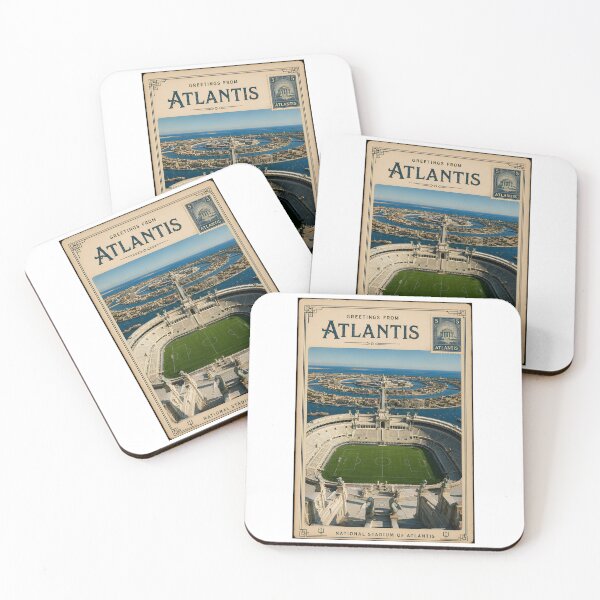 Item preview, Greetings from Atlantis National Stadium | Vintage Travel Postcard | Mythical Football City | Plato's Atlantis Art Print designed and sold by Extravanganzza.