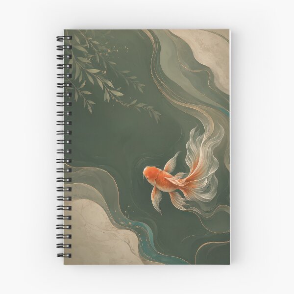 Item preview, Organic Quiet Luxury Goldfish, Elegant Botanical Aquatic Illustration in Emerald Green designed and sold by ms_illustration.