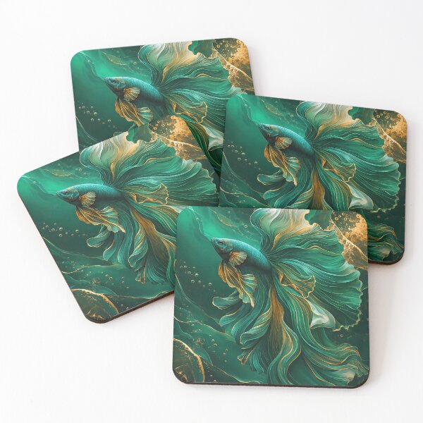 Item preview, Emerald Luxury Betta Fish, Elegant Abstract Tropical Aquarium Art designed and sold by ms_illustration.