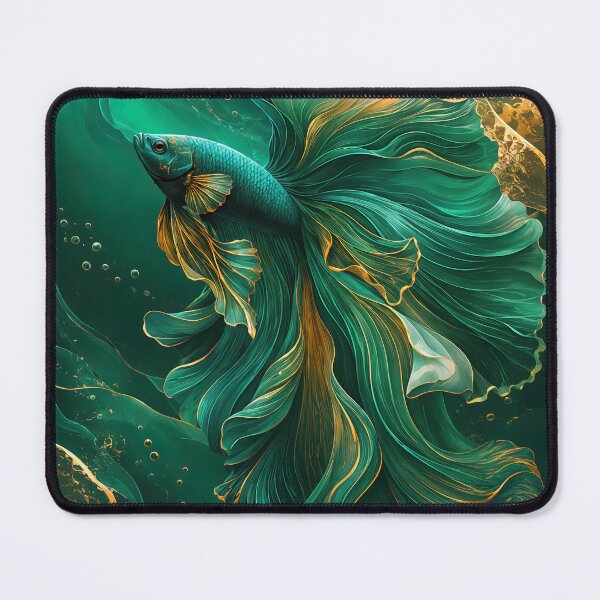 Item preview, Emerald Luxury Betta Fish, Elegant Abstract Tropical Aquarium Art designed and sold by ms_illustration.