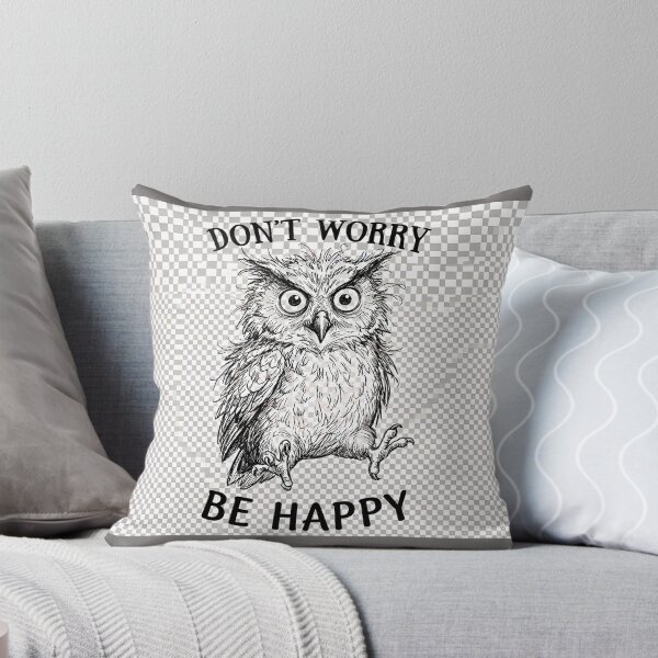 Item preview, Funny Grumpy Owl T-Shirt, Don't Worry Be Happy Shirt, Cute Messy Owl Mug Design, Hand Drawn Sketch Owl, Whimsical Bird Art PNG, Positivity Gift designed and sold by Nakrisa.