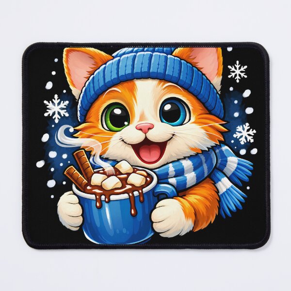 Item preview, Cozy Winter Kitten Drinking Hot Chocolate Sticker designed and sold by Fashion Lovers Hub.