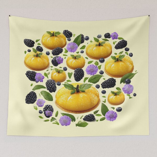 Item preview, Yellow Pumpkin Pastries with Berries and Flowers designed and sold by colorful-white.